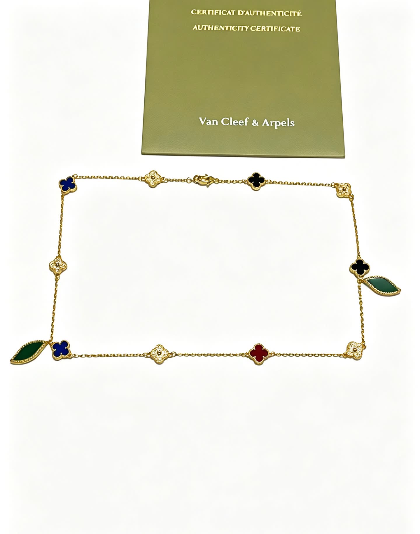 Van Cleef & Arpels Vintage Alhambra Gold and Enamel Necklace